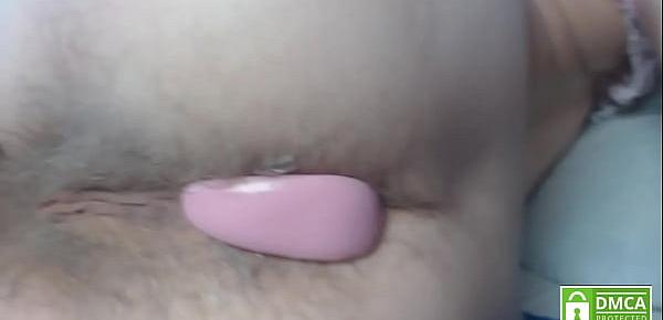  30 mins close up hairy asshole teasing with anal beads inside